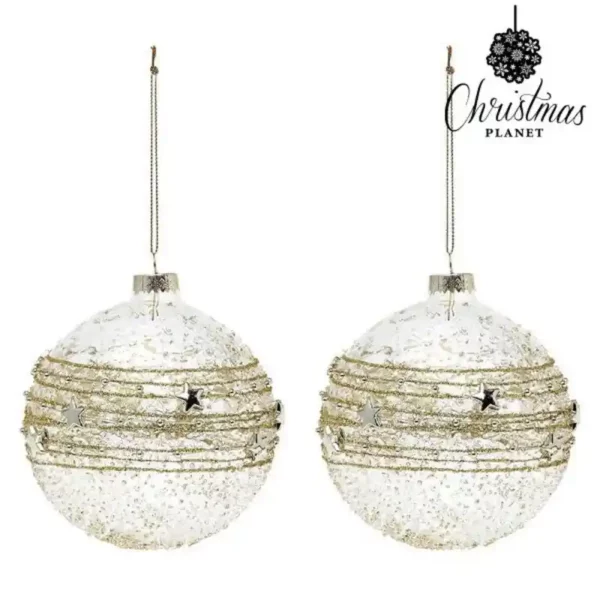 Boules de noel 10 cm 2 uds crystal golden_3050. DIAYTAR SENEGAL - L'Art de Vivre en Couleurs. Découvrez notre boutique en ligne et trouvez des produits qui ajoutent une palette vibrante à votre quotidien.