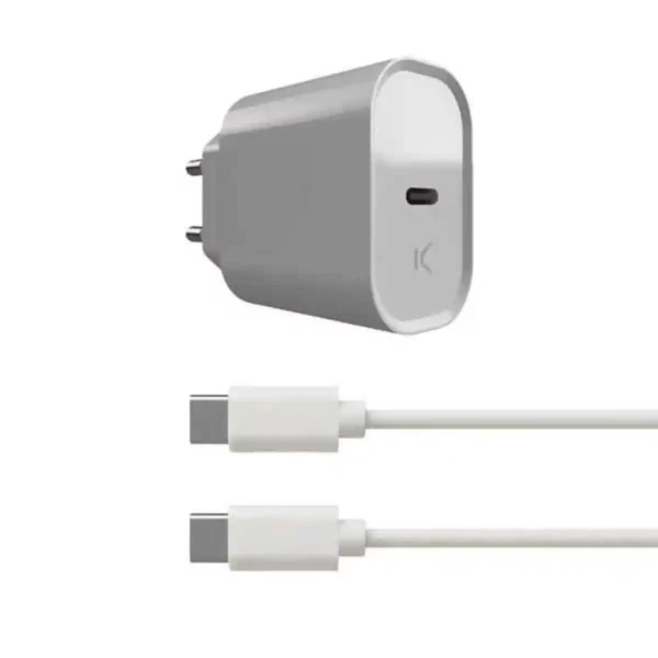 Chargeur Mural + Câble USB C KSIX Blanc 20W. SUPERDISCOUNT FRANCE