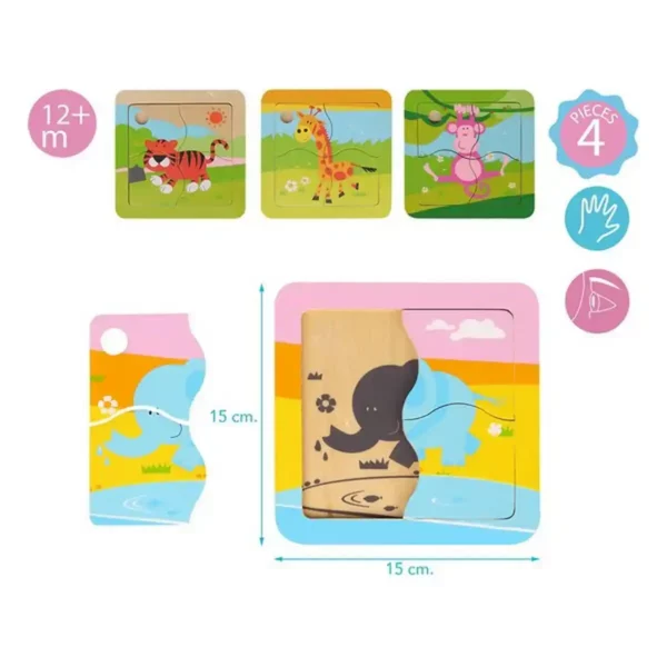 Puzzle Kiokids 4 pcs (15 x 15 cm). SUPERDISCOUNT FRANCE