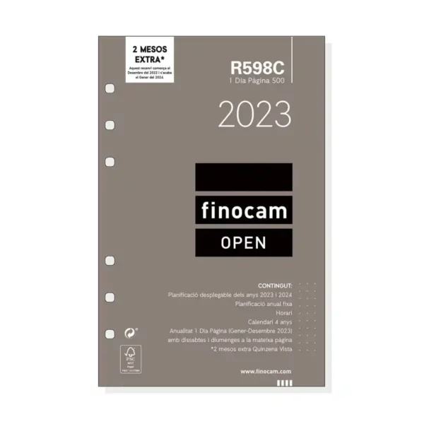 Agenda Finocam OPEN R598 Remplacement 2023 (11,7 x 18,1 cm). SUPERDISCOUNT FRANCE
