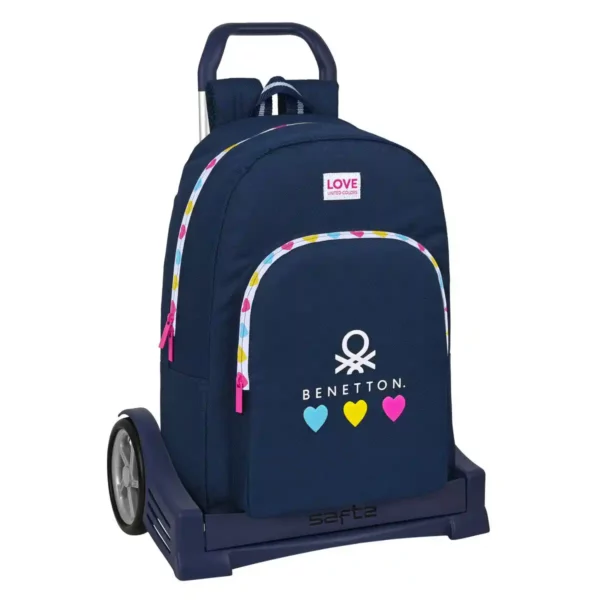 Sac à Dos Scolaire à Roulettes Benetton Love Bleu Marine (30 x 46 x 14 cm). SUPERDISCOUNT FRANCE