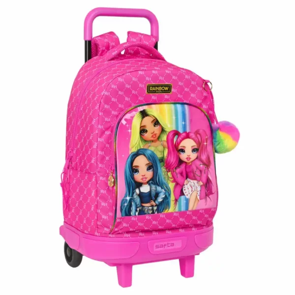 Sac à dos scolaire à roulettes Rainbow High Fuchsia (33 x 45 x 22 cm). SUPERDISCOUNT FRANCE