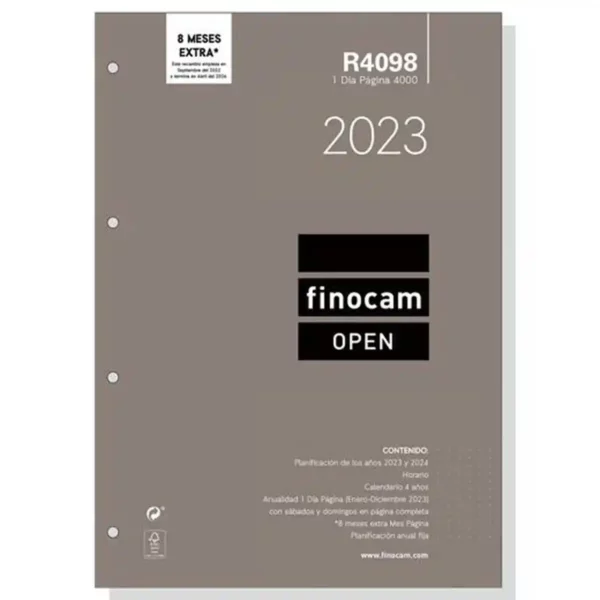 Agenda Finocam Remplacement 2023 21 x 29,7 cm. SUPERDISCOUNT FRANCE