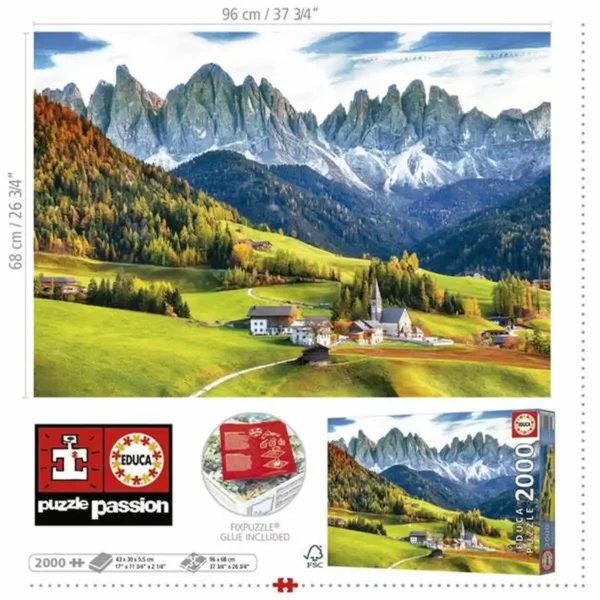 Puzzle Educa Automne dans les Dolomites 2000 Pièces. SUPERDISCOUNT FRANCE