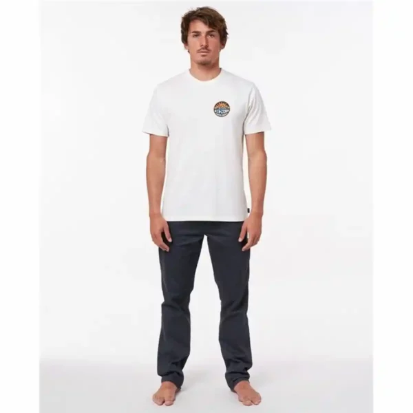 T-shirt à manches courtes pour homme Rip Curl Down The Line Blanc. SUPERDISCOUNT FRANCE