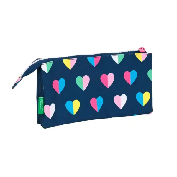 Triple Cabas Benetton Corazones Multicolore Bleu Marine (22 x 12 x 3 cm). SUPERDISCOUNT FRANCE