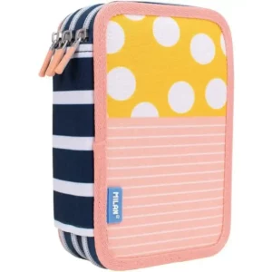 Trousse Triple Milan Swins Rose Jaune 19,5 x 13 x 7,5 cm. SUPERDISCOUNT FRANCE