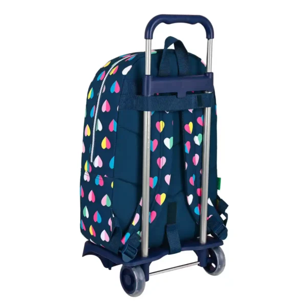 Sac à Dos Scolaire à Roulettes Benetton Corazones Bleu Marine 14 L. SUPERDISCOUNT FRANCE