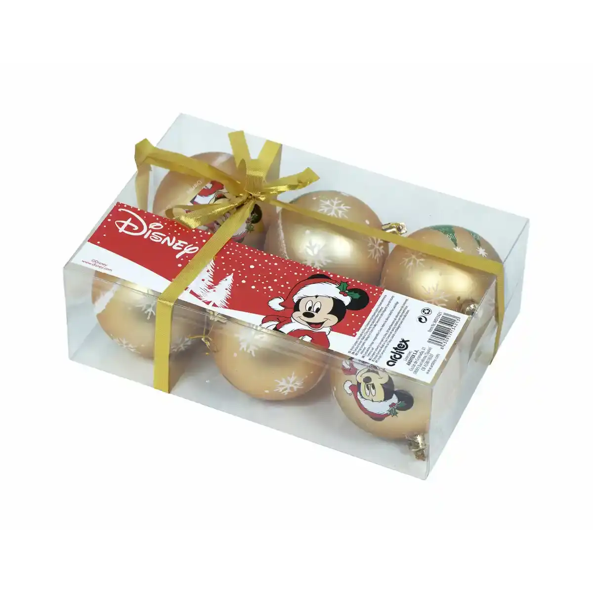 Boule de Noël Mickey Mouse Happy smiles Doré 6 Unités Plastique (Ø 8 cm). SUPERDISCOUNT FRANCE