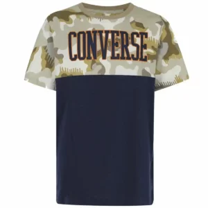 T-shirt manches courtes enfant Converse Blocked Camo bleu marine. SUPERDISCOUNT FRANCE