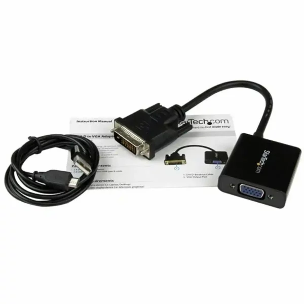 Adaptateur DVI-D vers VGA Startech DVI2VGAE 0,19 m Noir. SUPERDISCOUNT FRANCE