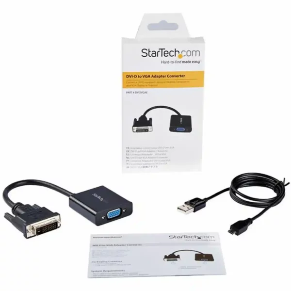 Adaptateur DVI-D vers VGA Startech DVI2VGAE 0,19 m Noir. SUPERDISCOUNT FRANCE