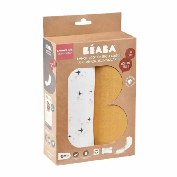 Mousseline Béaba 920393 120 x 120 cm Jaune. SUPERDISCOUNT FRANCE