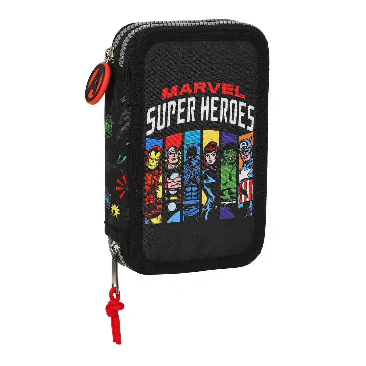 Mallette scolaire avec accessoires The Avengers Super héros Noir (12,5 x 19,5 x 4 cm) (28 pcs). SUPERDISCOUNT FRANCE