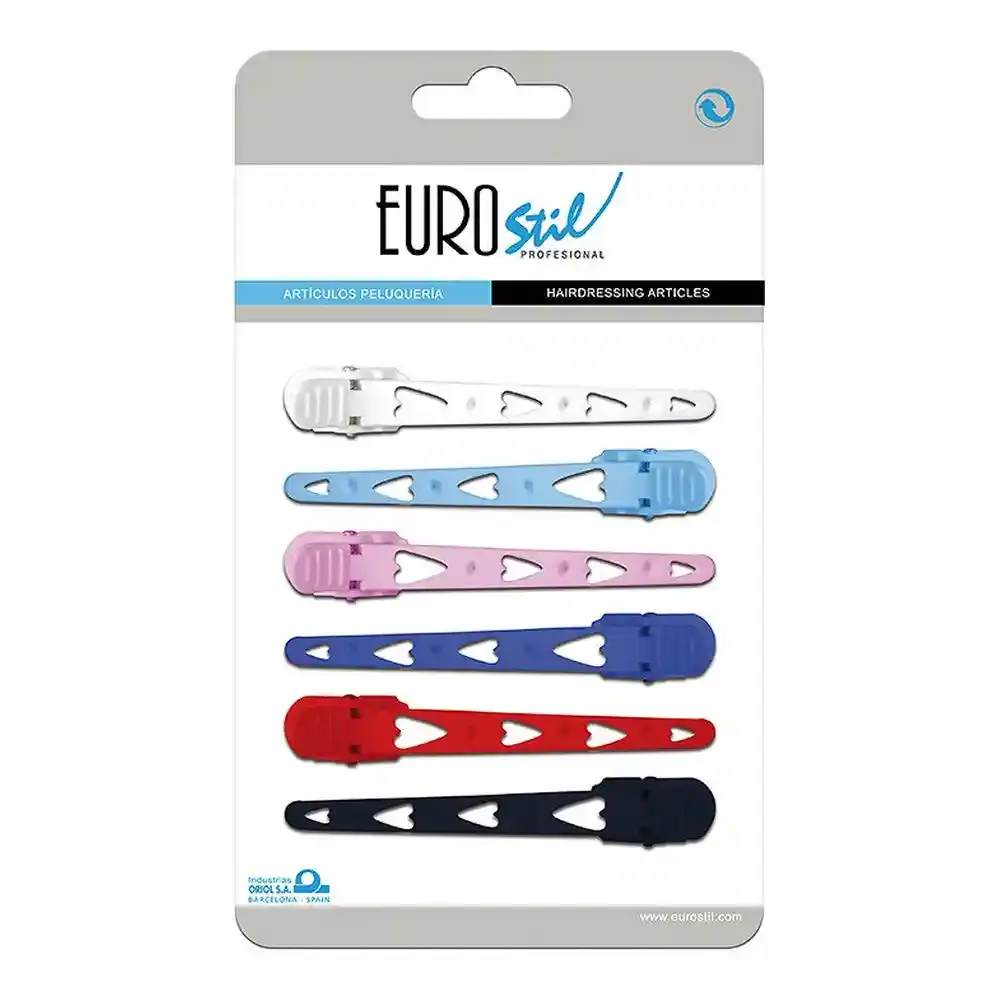 Pinces à cheveux Eurostil Plastic Heart (6 uds)