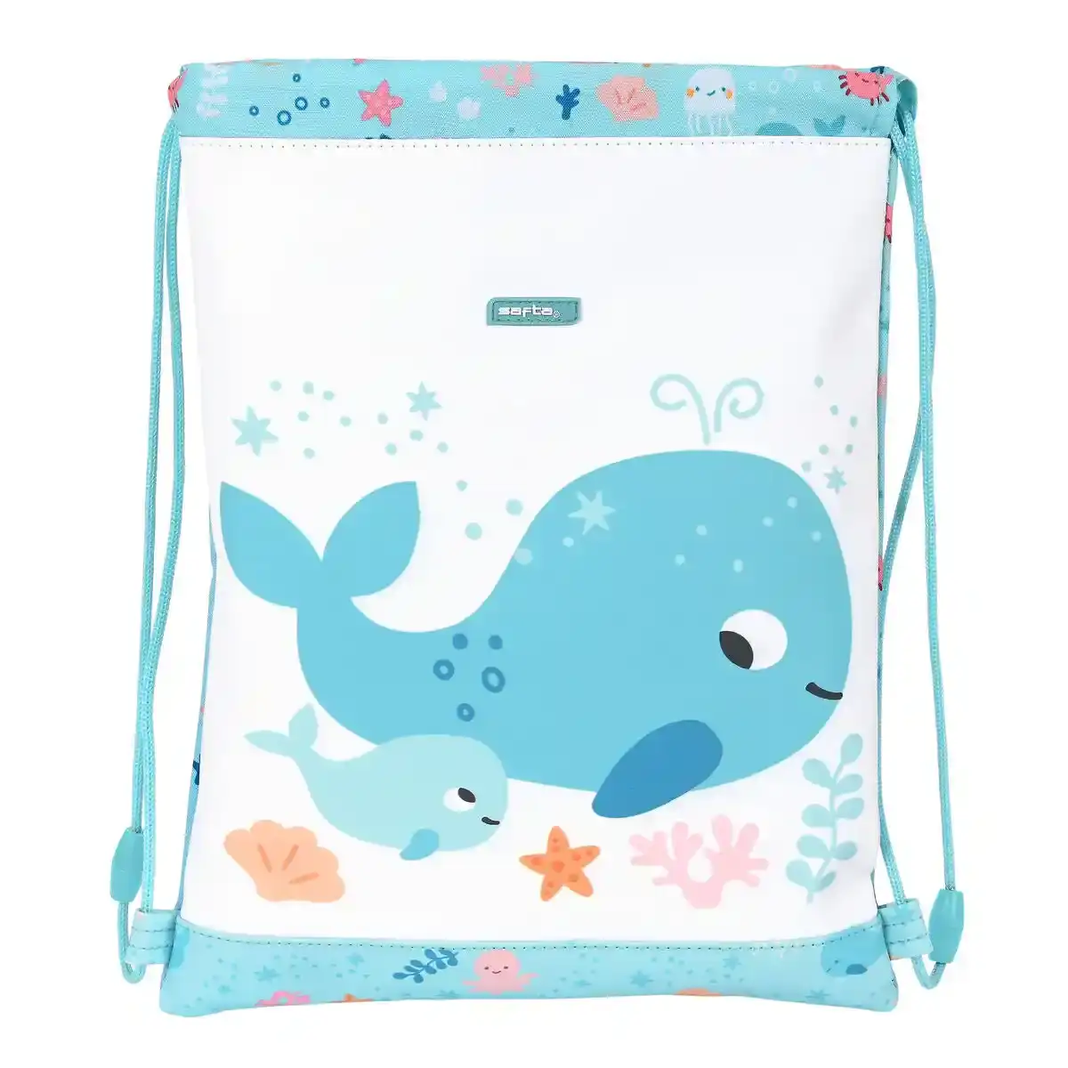 Sac à Dos à Cordes Safta Ballenita Blanc Bleu Clair (26 x 34 x 1 cm). SUPERDISCOUNT FRANCE
