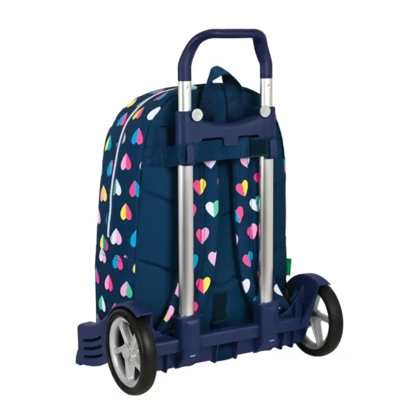 Sac à Dos Scolaire à Roulettes Benetton Corazones Bleu Marine 14 L. SUPERDISCOUNT FRANCE