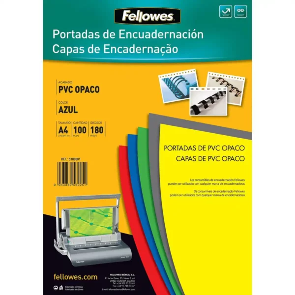 Couvertures de reliure Fellowes 100 Unités Bleu PVC A4. SUPERDISCOUNT FRANCE