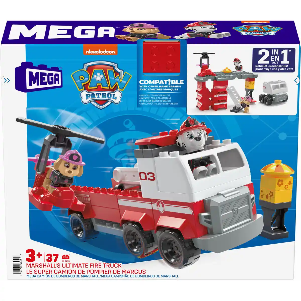 Playset Megablocks Paw Patrol Fire Engine + 3 ans 37 pièces