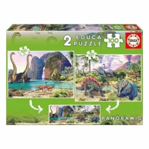 Puzzle enfant Dino World Educa 200 pièces (2 x 100 pcs). SUPERDISCOUNT FRANCE