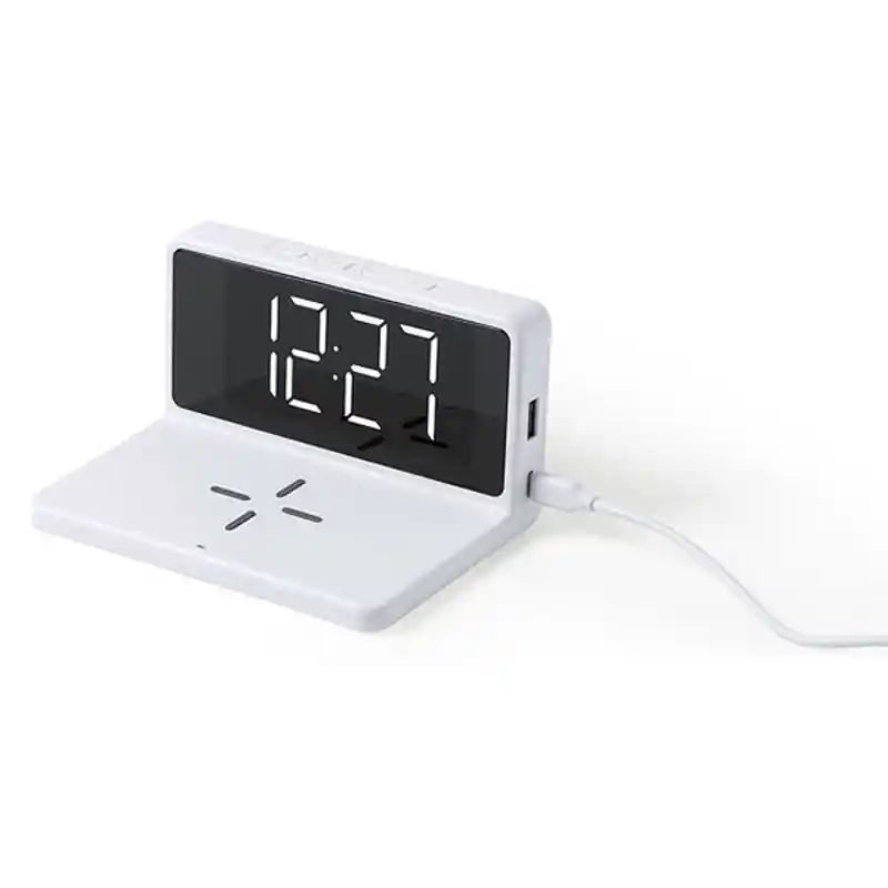 Réveil avec chargeur sans fil 146512 Blanc. SUPERDISCOUNT FRANCE