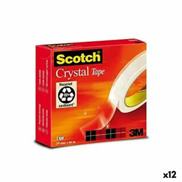 Ruban Adhésif Scotch Crystal Transparent 19 mm x 66 m (12 Unités). SUPERDISCOUNT FRANCE