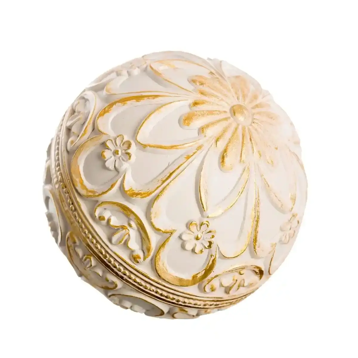 Boules decoration blanc dore 10 x 10 x 10 cm 8_6672. DIAYTAR SENEGAL - L'Univers du Choix et de l'Authenticité. Explorez notre catalogue et découvrez des articles qui incarnent le patrimoine du Sénégal et la modernité du monde.