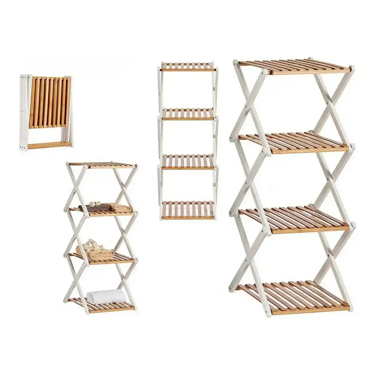 Etagere bois pliable marron blanc 32 x 96 x 39 cm _6100. DIAYTAR SENEGAL - Votre Portail Vers l'Élégance Accessible. Parcourez notre boutique en ligne pour découvrir des produits qui incarnent le luxe à des prix abordables.