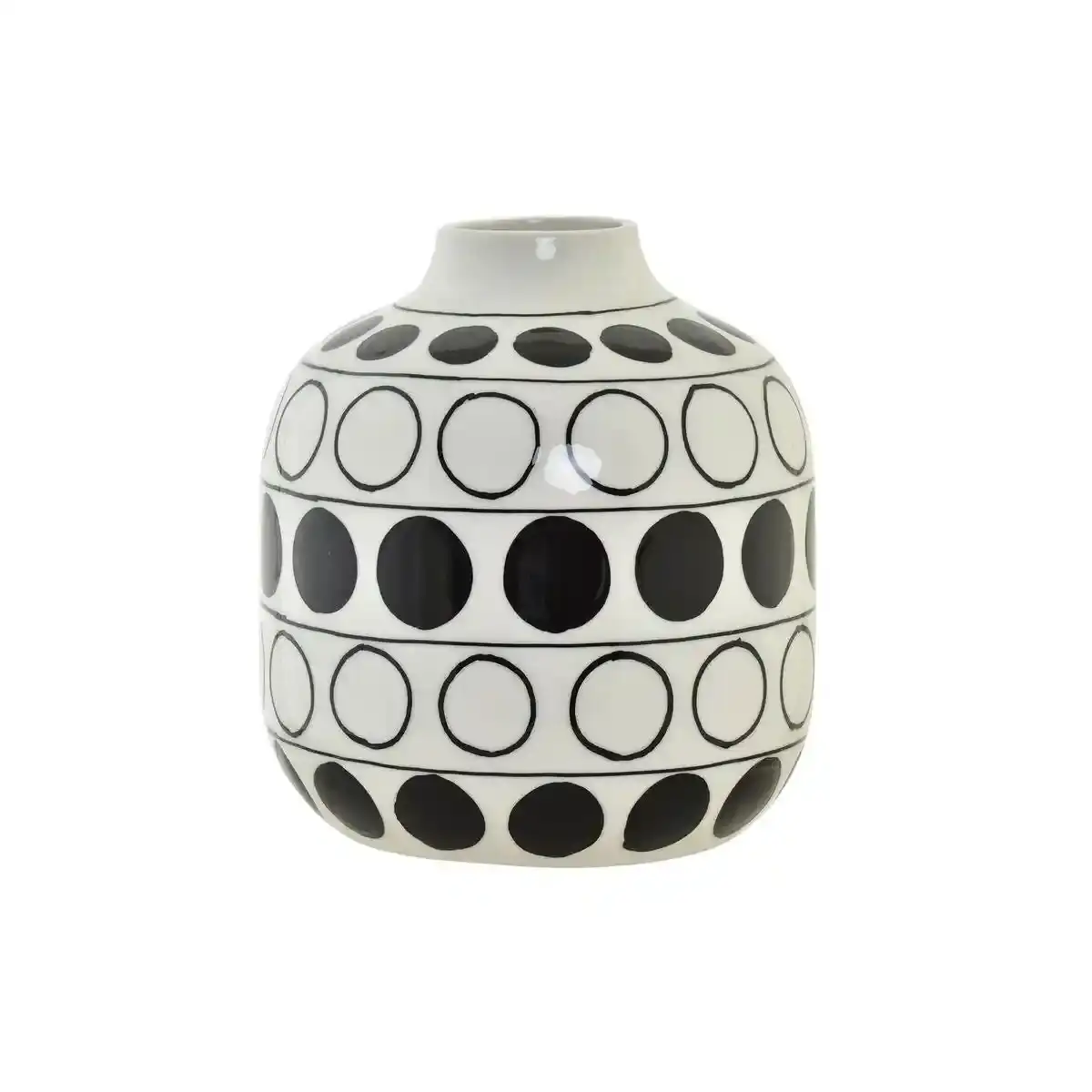 Vase dkd home decor porcelaine noir blanc cercles modernes 16 x_8726. Entrez dans l'Univers de DIAYTAR SENEGAL - Où Chaque Produit a son Histoire. Explorez notre catalogue et découvrez des trésors qui racontent la riche culture du Sénégal.
