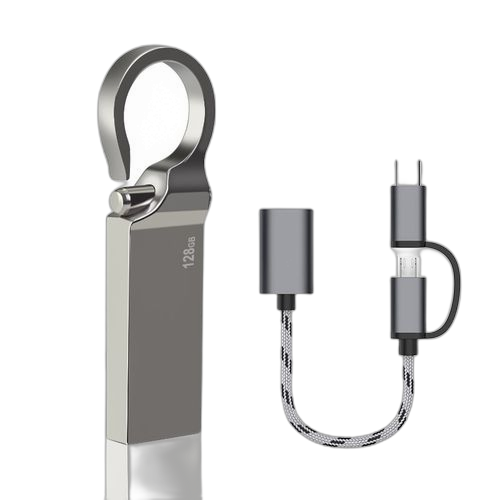 128 gb metal usb flash drive adapter cable 2 in 1 set