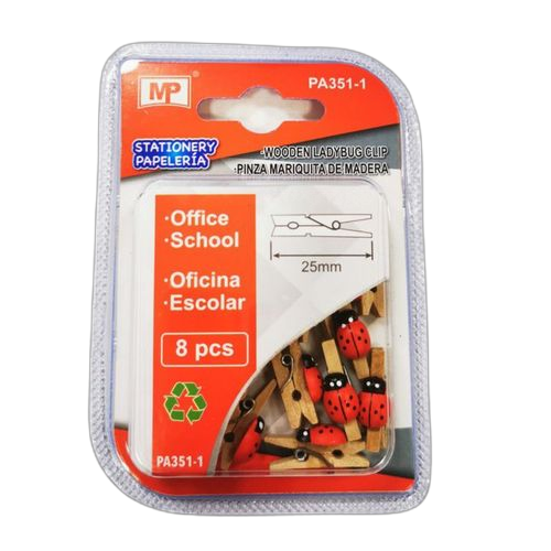 2 pack de 8 pièces de pinces en bois coccinelle