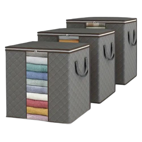 3 pièces sacs de rangement polyvalents de grande capacité avec poignées gris