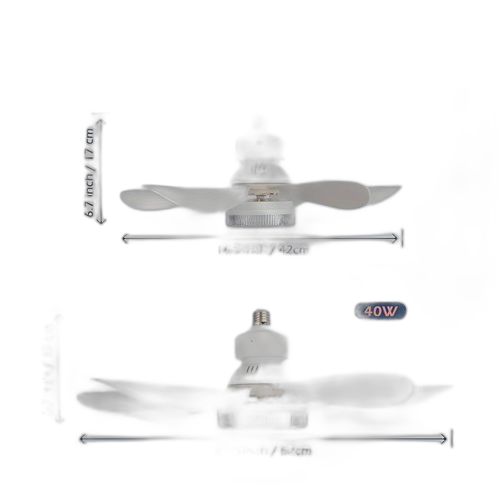 40w e27 led lumière de ventilateur de plafond intelligente, lumière de ventilateur télécommandée