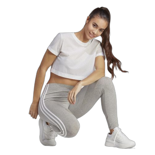 Adidas essentials 3 stripes high waisted single jersey leggings leggings femmes gris