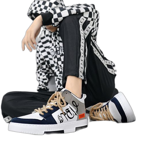 Alagzi chaussures de sport haute couture pour hommes blanc bleu