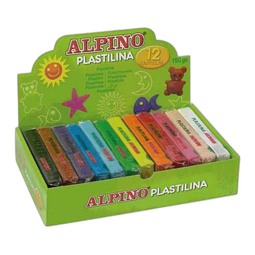 Alpino présentoir de 12 pâtes à modeler de 150gr, couleurs assorties