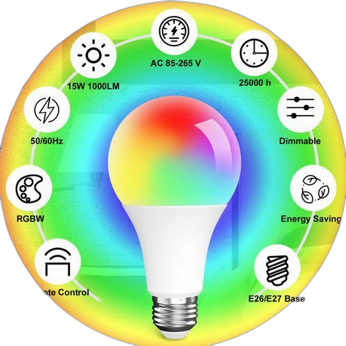 Ampoule avec télécommande 9w led rgbw lampe changeante multicolore btlight