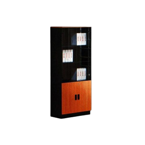Armoire de bureau haut de gamme meuble de rangement 2 portes semi vitrée bibliothèque
