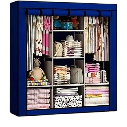 Armoire penderie 3 battants (130x45x175cm) bleu