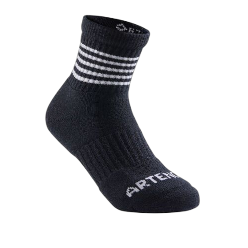 Artengo chaussettes de sport enfant hautes artengo rs 500 marine blanc noirlot de 3