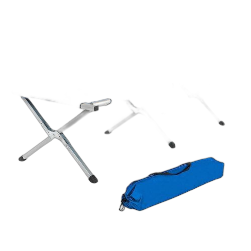 Autre lit camping pliable bleu.