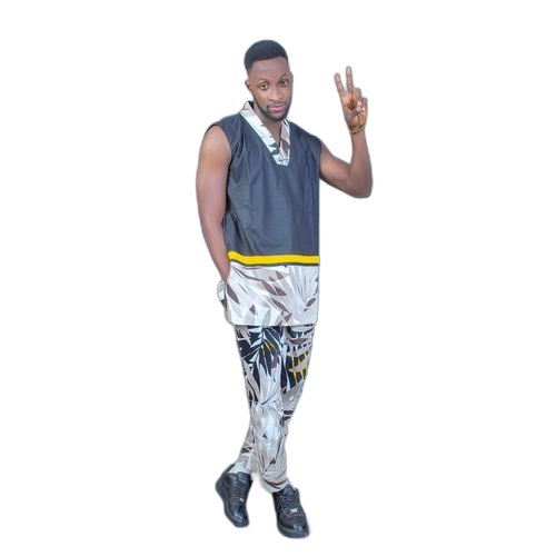 Aw ensemble tenue africaine homme sans manches courtes en coton