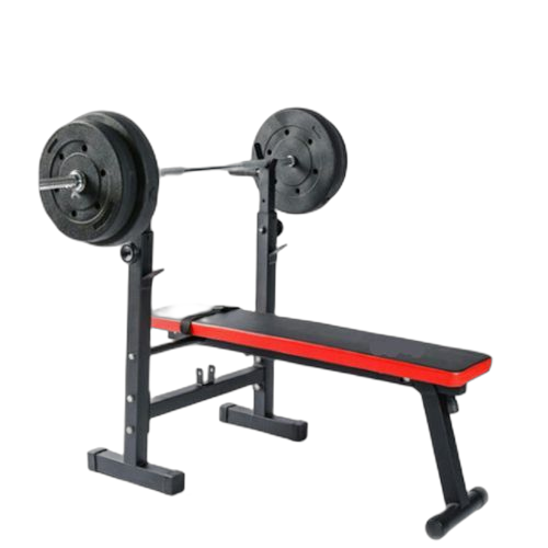Banc de musculation multifonctions pliable avec support de barres pour haltère et station à dips