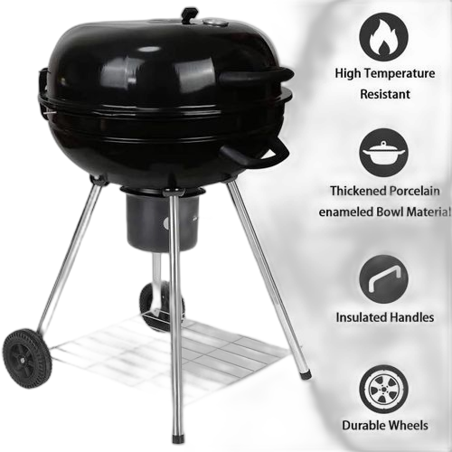 Barbecue vertical gril au charbon de bois de grande avec couvercle et outils camping extérieur durable et robuste