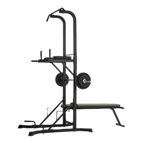 Barre de traction chaise romaine multifonction avec banc de musculation pliable pour dips, pompes, développé couchés avec 50kg haltères