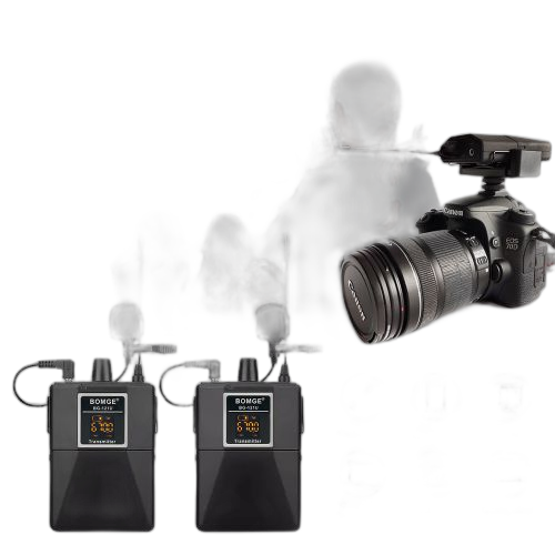 Bomge 3 transmitter wireless lavalier lapel microphone
