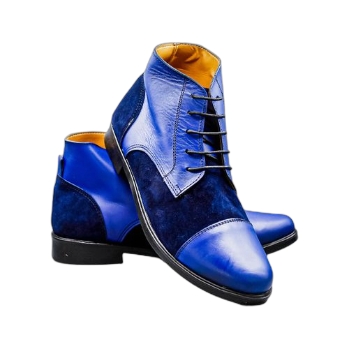Bottines a lacets en cuir et daim glacé noir pour homme