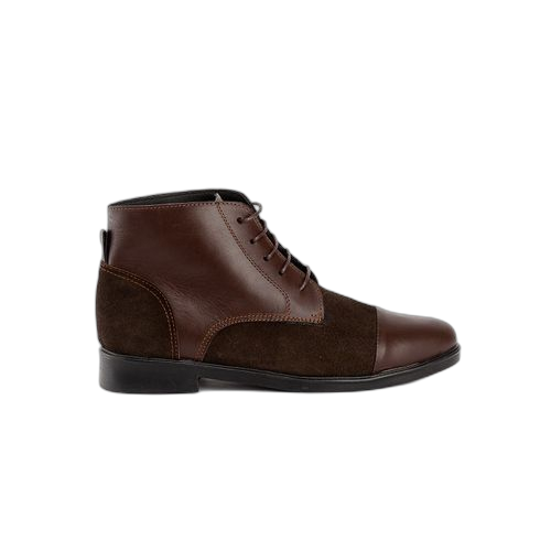 Bottines a lacets en cuir et daim glacé marron pour homme