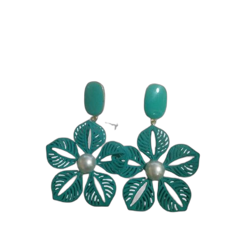 Boucle d'oreille forme fleur vert