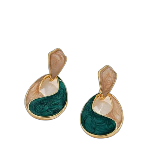 Boucles d'oreilles à décor géo en résine bleu marine